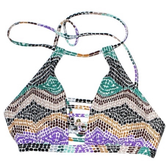 Bar III Other - BAR lll High-Neck Spirit Tribal Bikini Top with Strappy Front Cutouts